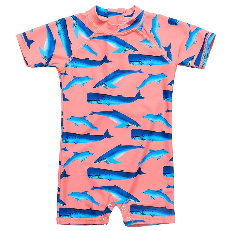 Whale Tail Short Sleeve Sun Suit 0-6m