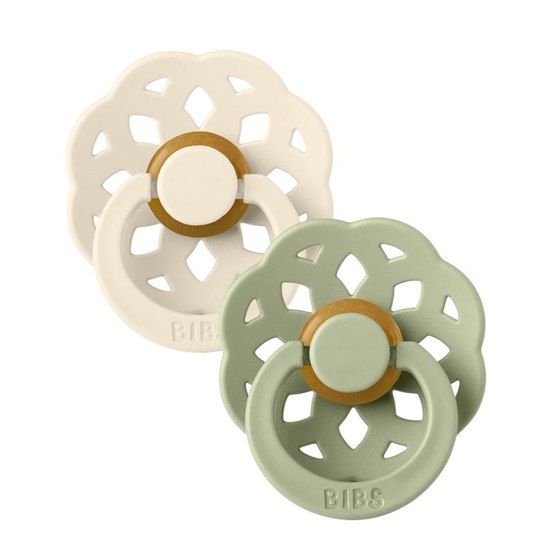 BIBS Pacifier 2 Pack – Boheme Size 2 – Various Colors Size 2 (6-18m) Ivory / Sage