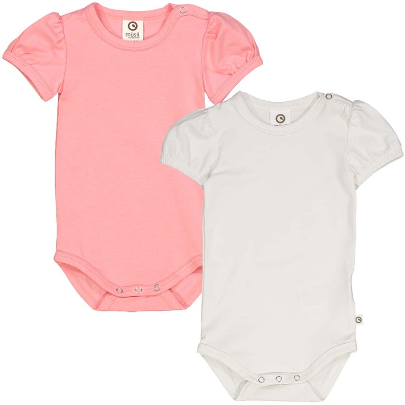 Cozy Me Frill Short Sleeve Bodysuit 2 Pack – Balsam Cream/Bubblegum 0-3m