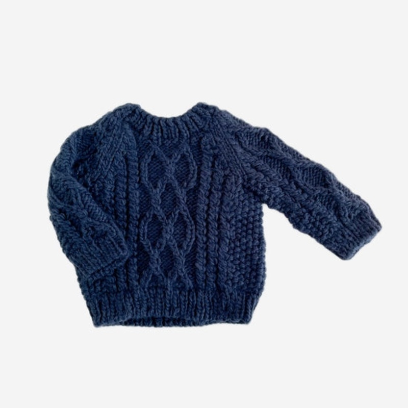 Fisherman Knit Sweater – Navy XS (6-12m)