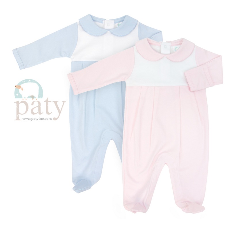 Pima Colorblock Footie – Pink/White NB