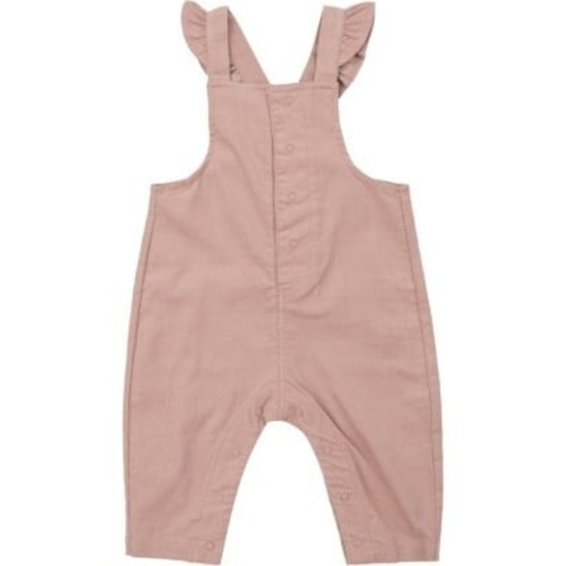Ruffle Overalls – Cord Misty Rose 3-6m