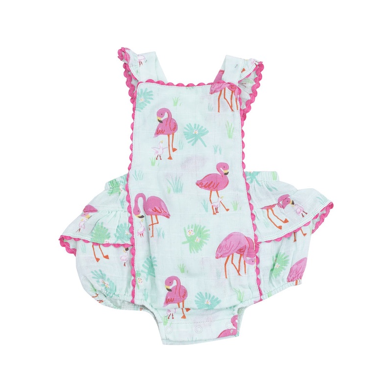 Ruffle Ric-Rac Sunsuit – Flamingos 0-3m