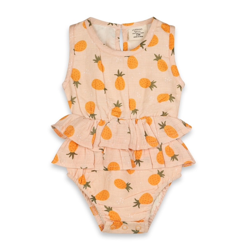Short Baby Romper – Pineapple Ruffle 0-3m