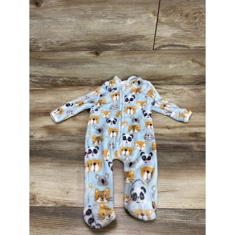 Baby Mack Animal Print Hooded Bunting Blue sz 3-6m