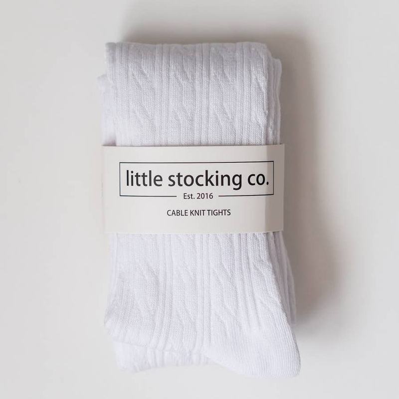Cable Knit Tights (Various Colors and Sizes) White 0-6m
