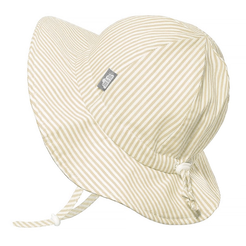 Cotton Floppy Hat – Beige Stripes S
