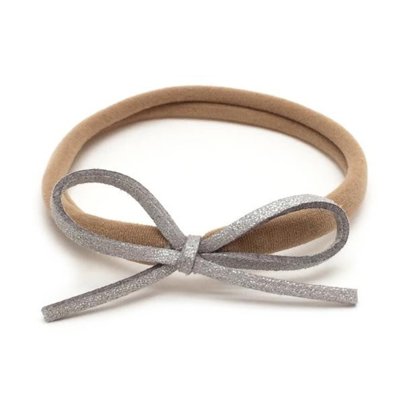 Dainty Bow Nylon Headband Gray
