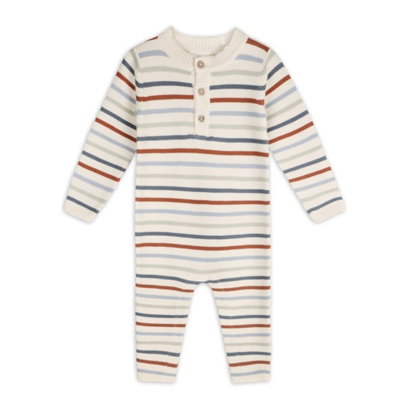 Multicolor Stripe Chunky Sweater Knit Baby Jumpsuit 3-6m