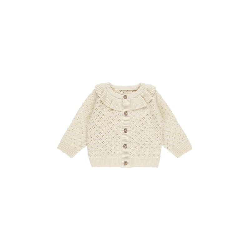 Ruffle Collar Cardigan – Natural 0-3m