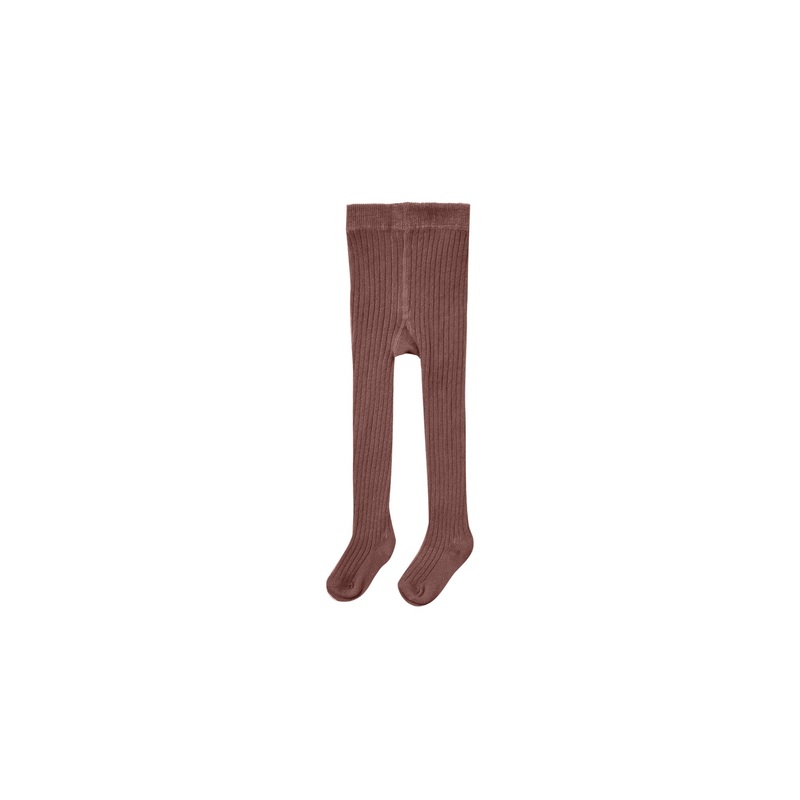 Solid Ribbed Tights – Plum 0-6m