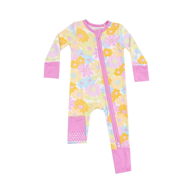 Bamboo Zipper Romper – Sunny Dahlias 0-3m