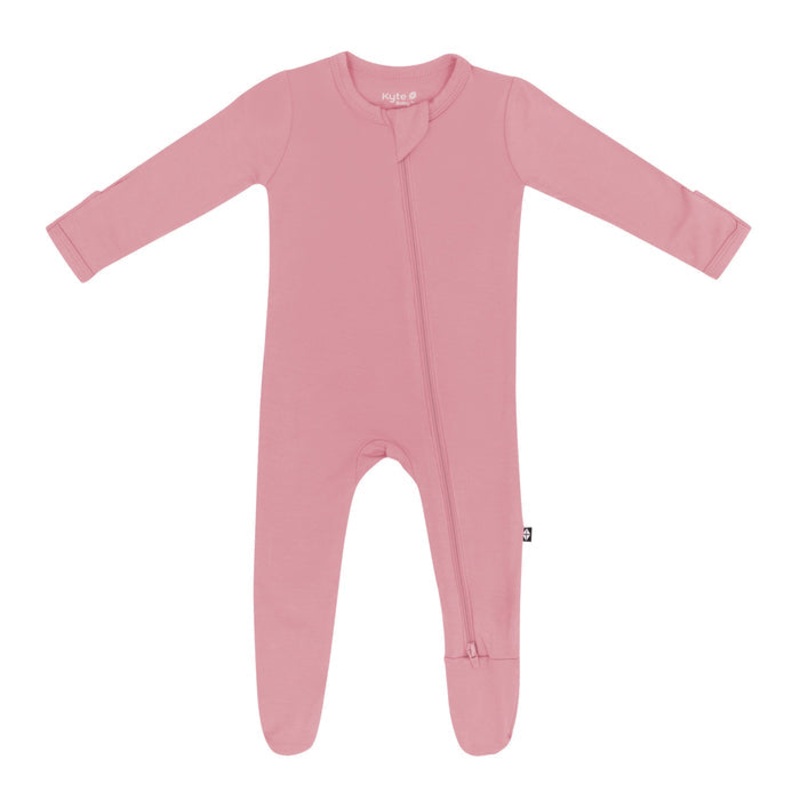 Bamboo Zippered Footie – Apple Blossom Preemie