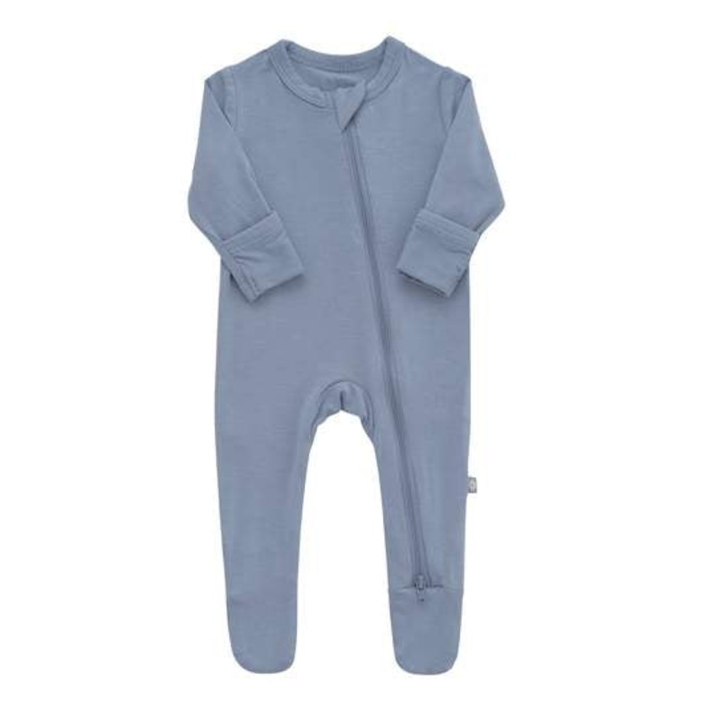 Bamboo Zippered Footie – Slate Preemie