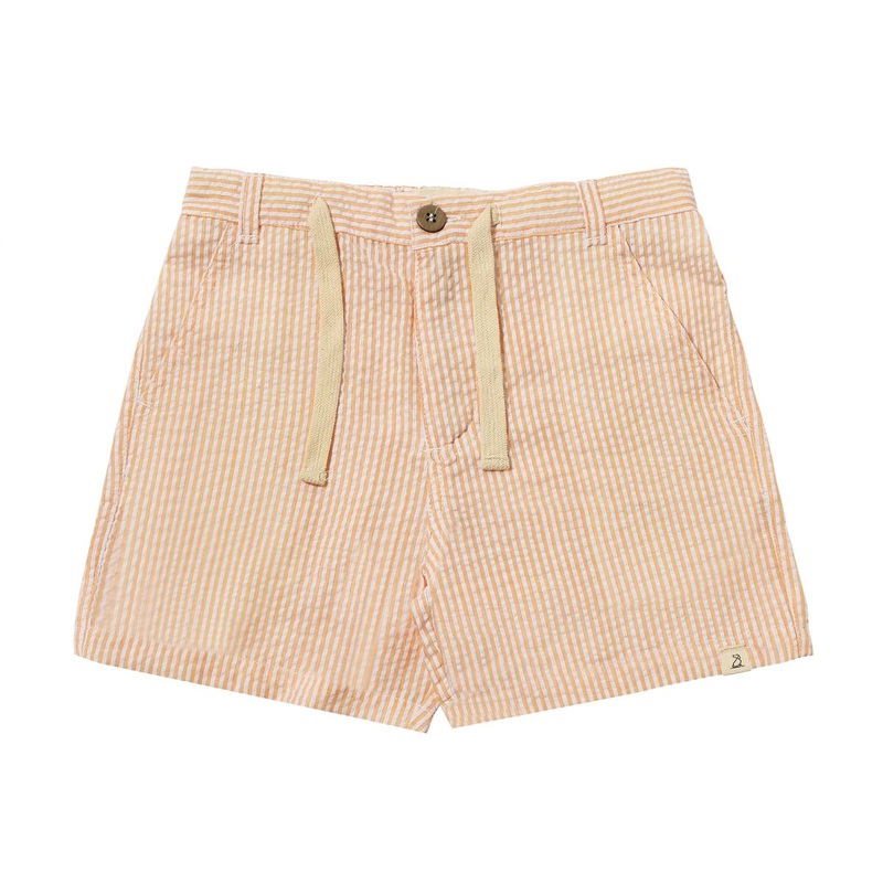Crew Shorts – Gold/White Seersucker 2-3Y