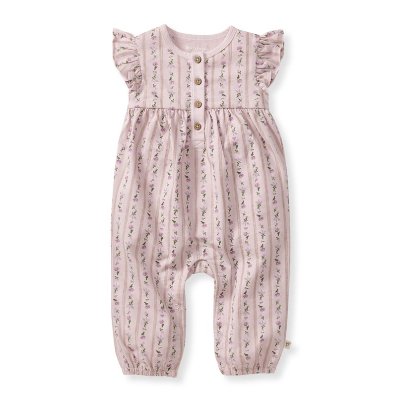 Farmhouse Floral Jumpsuit – Soft Violet 0-3m