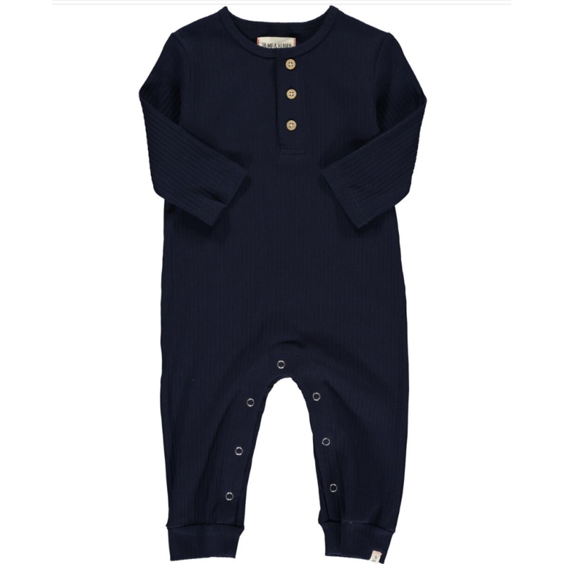 MASON Rib Romper – Navy Rib 0-3m