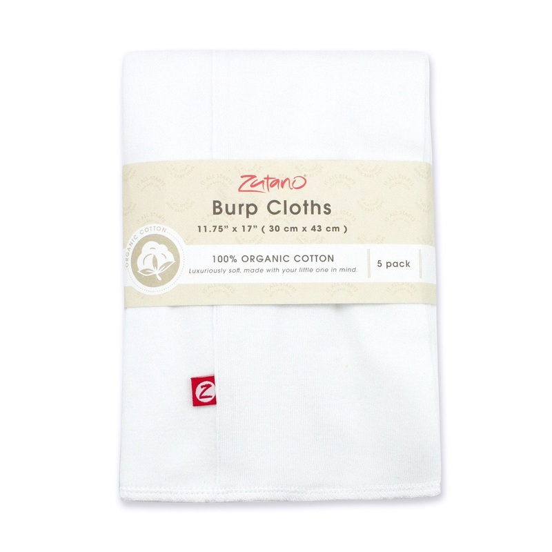 Solid Organic Cotton Burp Cloth Five Pack – White