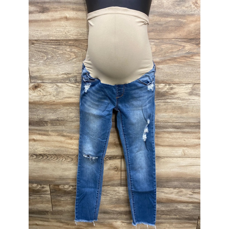 Articles of Society Full Panel Distressed Jeans Blue sz Small Blue Maternity Small