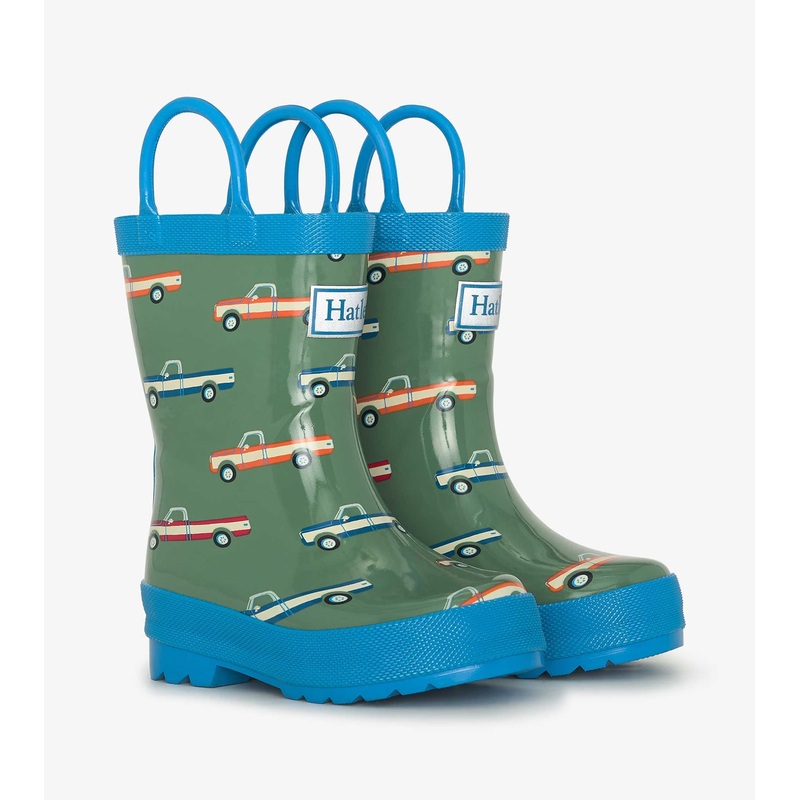 Boys Big Trucks Rain Boots with Handles Size 5