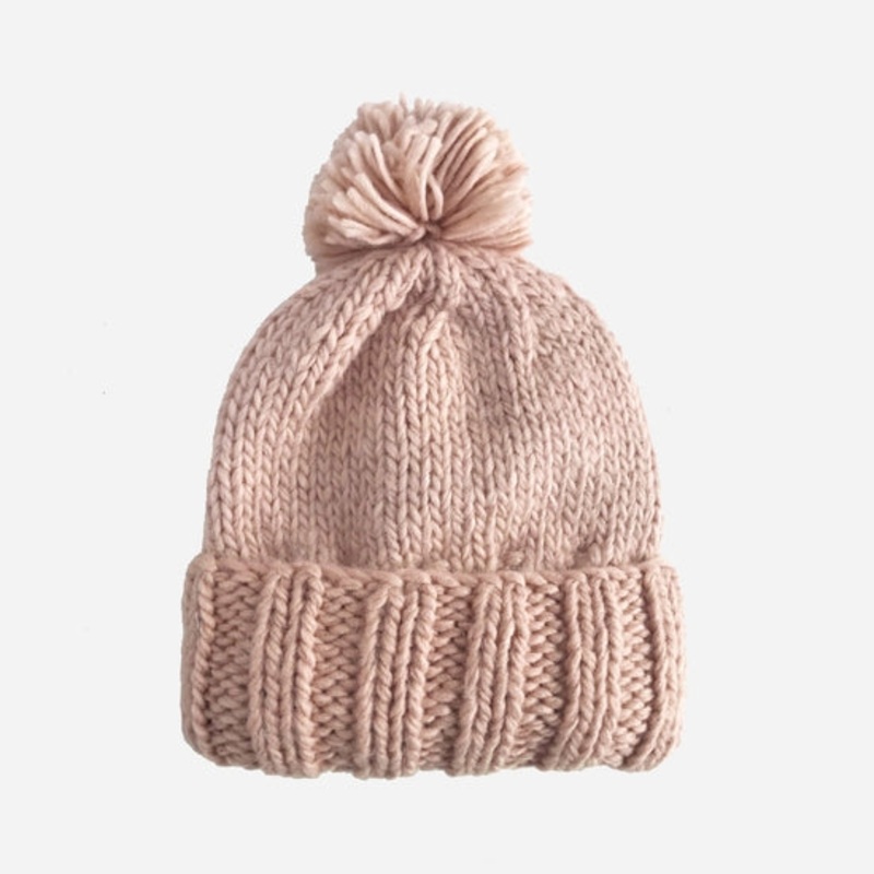 Classic Pom Knit Hat – Various Colors Blush XS (3-6m)
