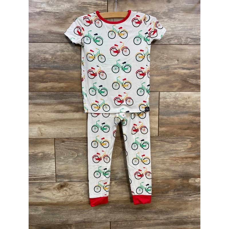 Sweet Bamboo 2pc Bicycle Print Pajama Set White sz 4T White 4T