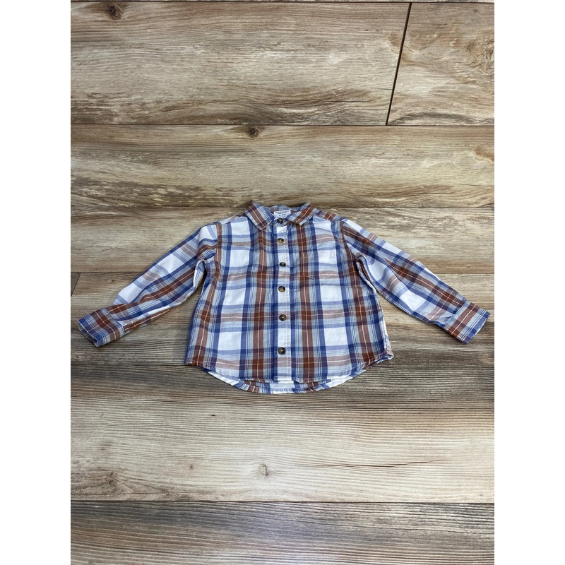 Wrangler Plaid Button-Up Shirt Blue sz 3T Multicolor 3T