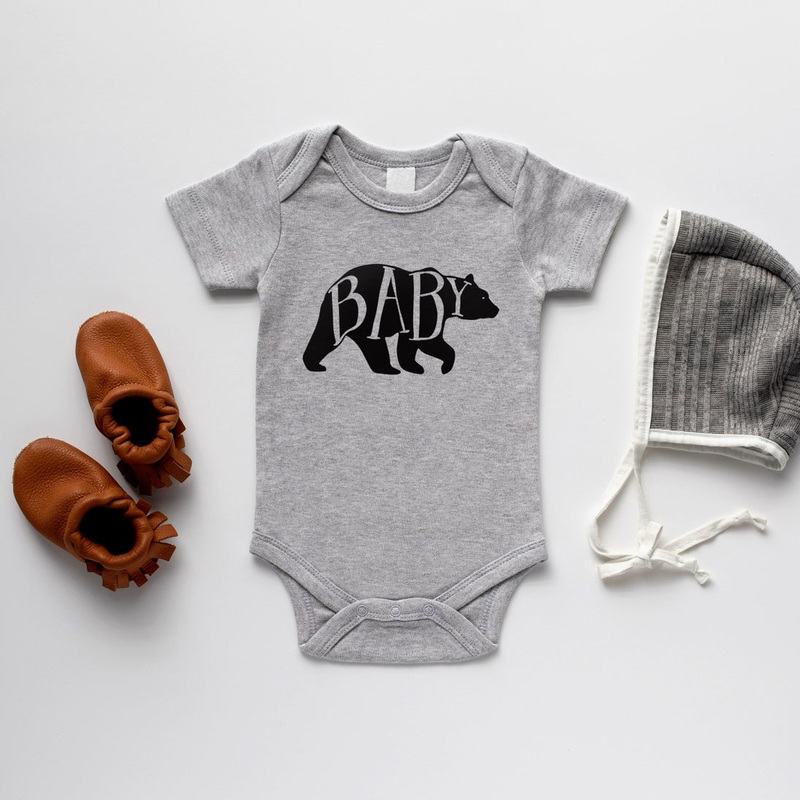Baby Bear Onesie – Gray 0-3m