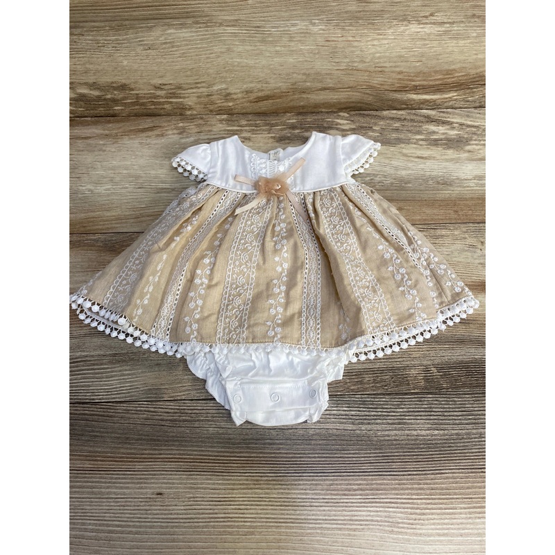 Babydola Embroidered Bodysuit Dress White sz 3m White 3m