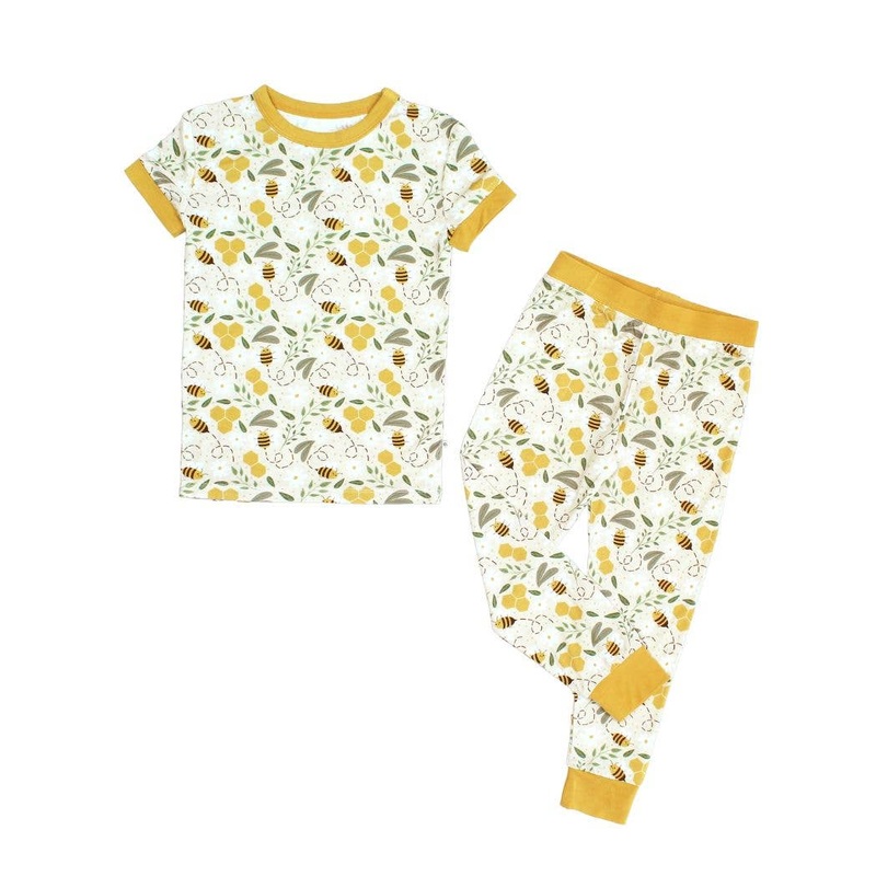 Bamboo Two Piece Short Sleeve Pajamas – Happy Honey Bees 2T