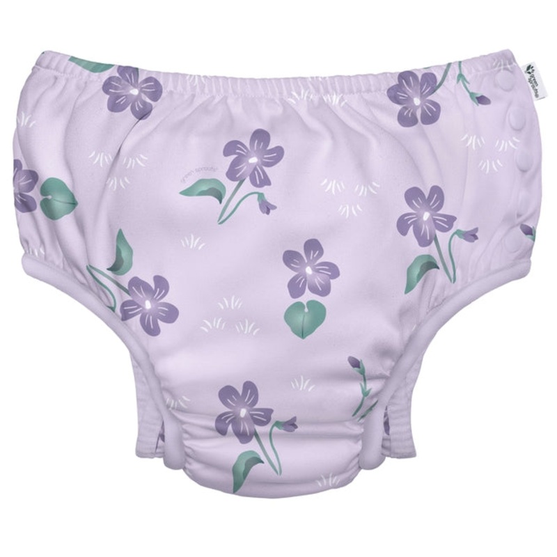 Eco Snap Swim Diaper with Gusset – Light Lavender Violets 12m