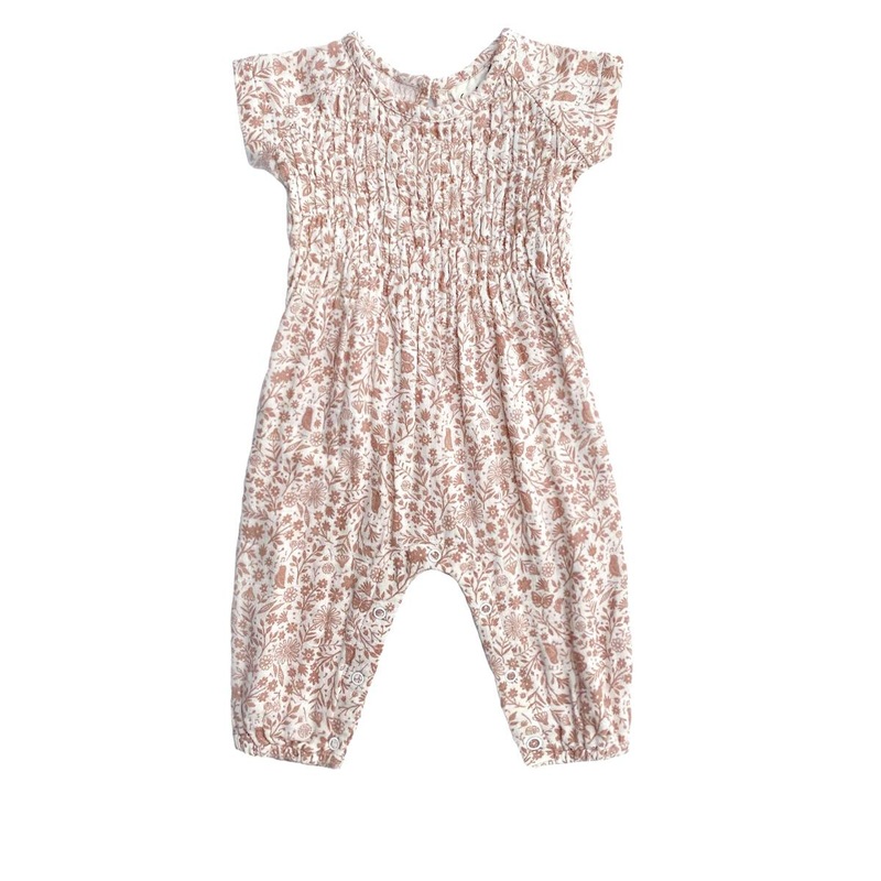 Smocked Long Romper – Garden 0-3m
