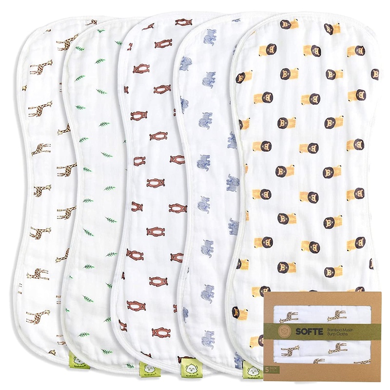 Softe Muslin Baby Burp Cloths The Wild – Set of 5