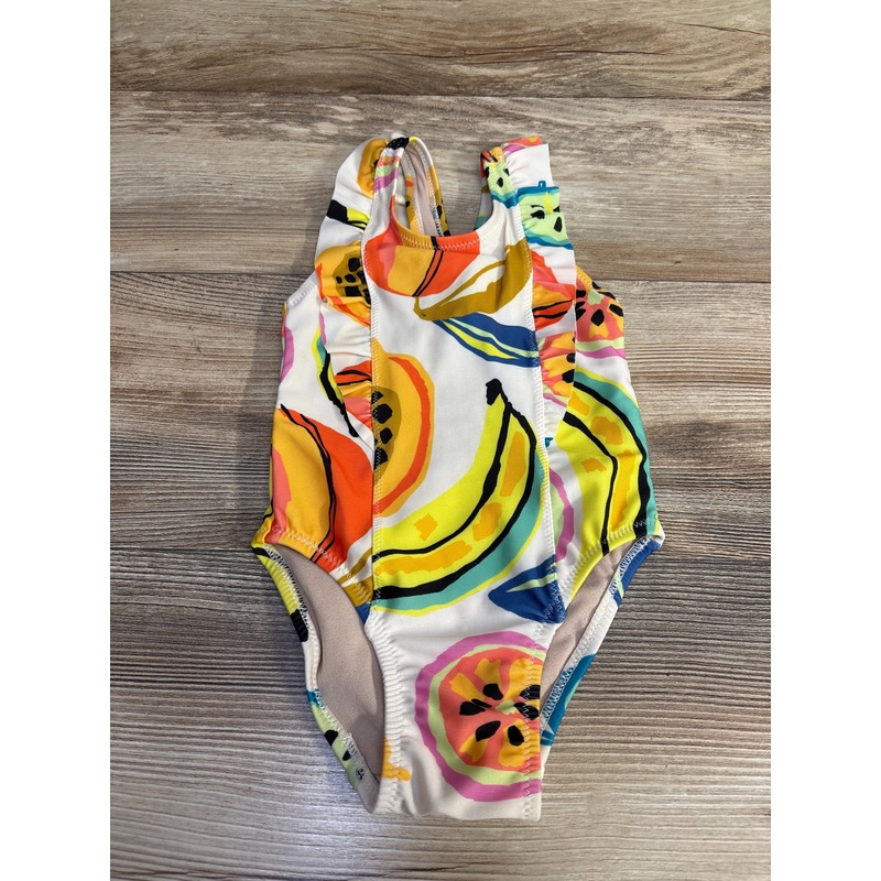TEA 1pc Fruit Print Ruffle Swimsuit White sz 12-18m White 12m