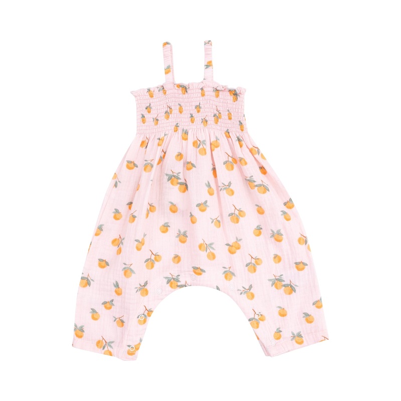 Tie Strap Smocked Romper – Sweet Clementines 3-6m