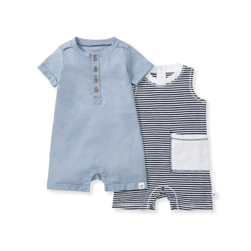 2 Pack Classic Stripe Baby Boy Romper Set 0-3m