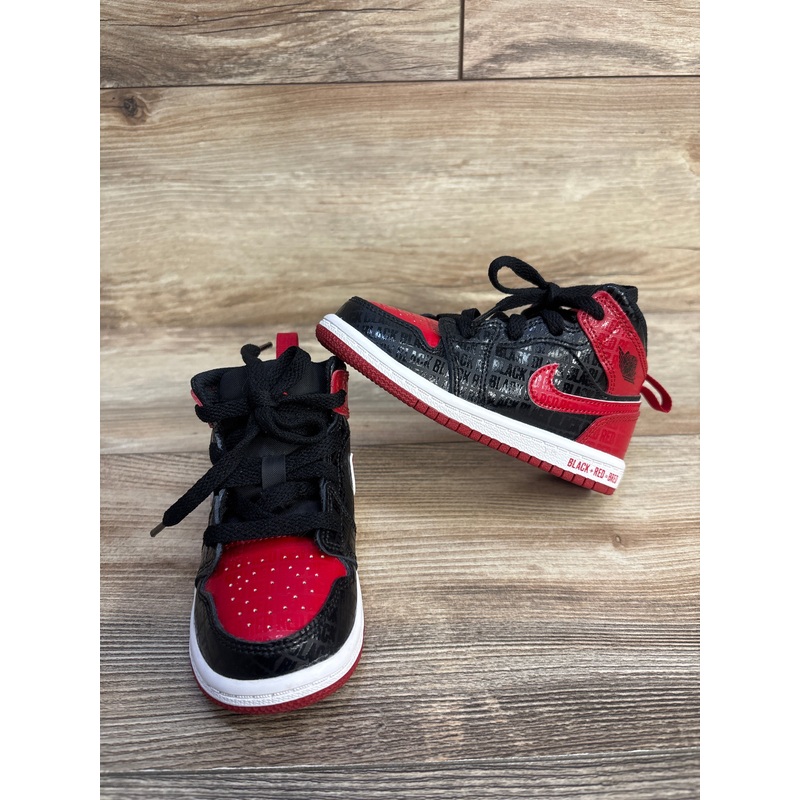 Air Jordan 1 Mid SS TD ‘Black + Red = Bred’ Sneakers sz 8c