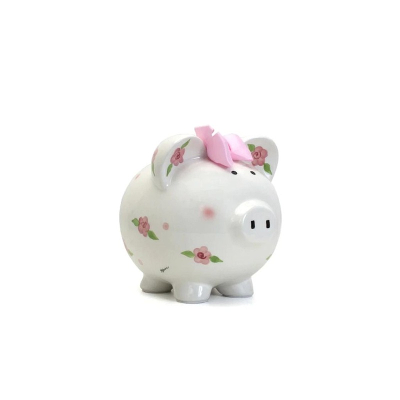 Child to Cherish Posies & Polka Dots Piggy Bank