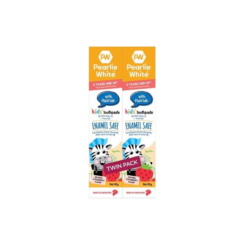 Pearlie White Enamel Safe Kids’ Toothpaste with Flouride – Strawberry 45gm (Buy 1 Get 1 Free)