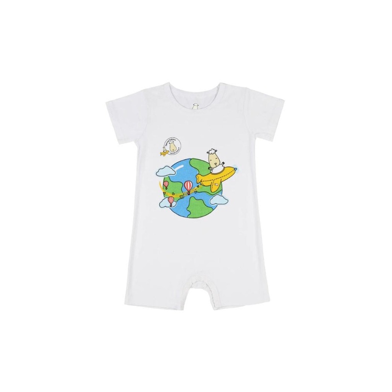 Baa Baa Sheepz Short Sleeve Romper Exclusive Travel with BaaBaa Globe Edition