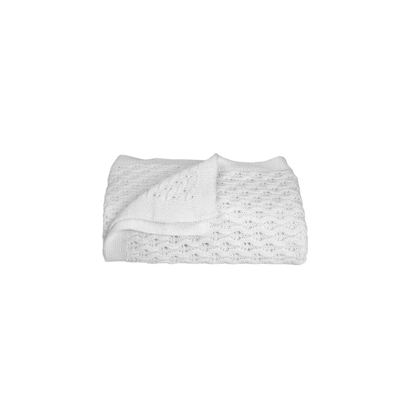Living Textiles 100% Cotton Lattice Knit Baby Blanket – Pure White