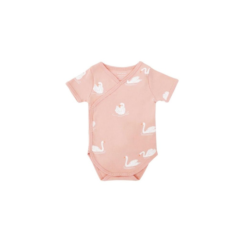 Motherswork x Le Petit Society Baby Organic Kimono Romper in Swan Print