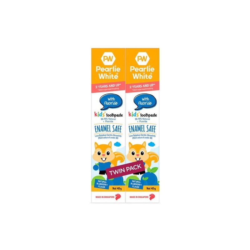 Pearlie White Enamel Safe Kids’ Toothpaste with Flouride – Blueberry 45gm (Buy 1 Get 1 Free)