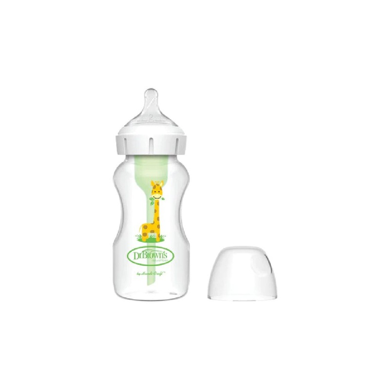 Dr. Browns 9oz/270 ML Wide Neck Anti-Colic Options+ Baby Bottle (Giraffe) 1-Pack