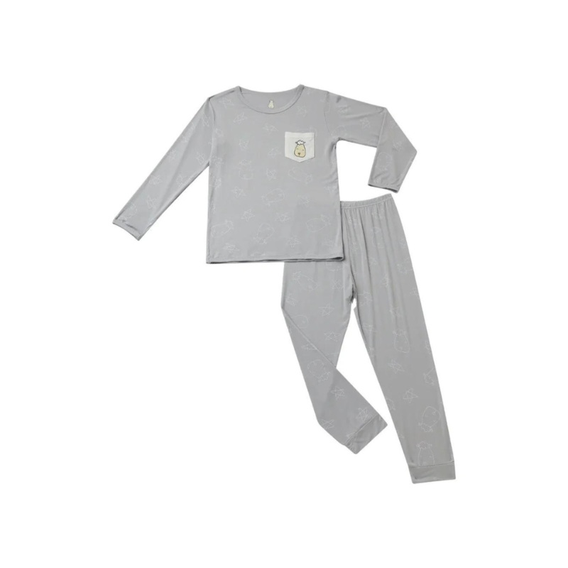 Baa Baa Sheepz Pyjamas Set Cute Big Star & Head – Grey