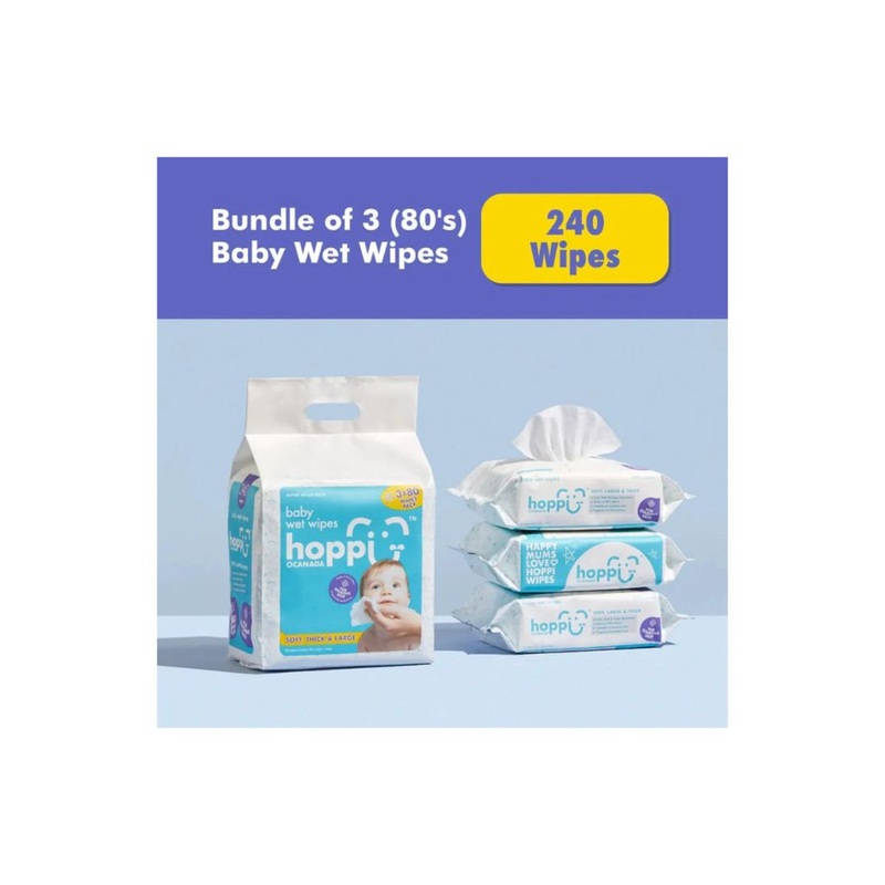 Hoppi Baby Wet Wipes [Bundle of 3] (3×80 wipes)