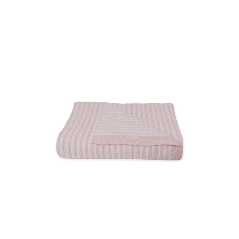 Living Textiles 100% Cotton Knit Stripe Blanket – Pink/white