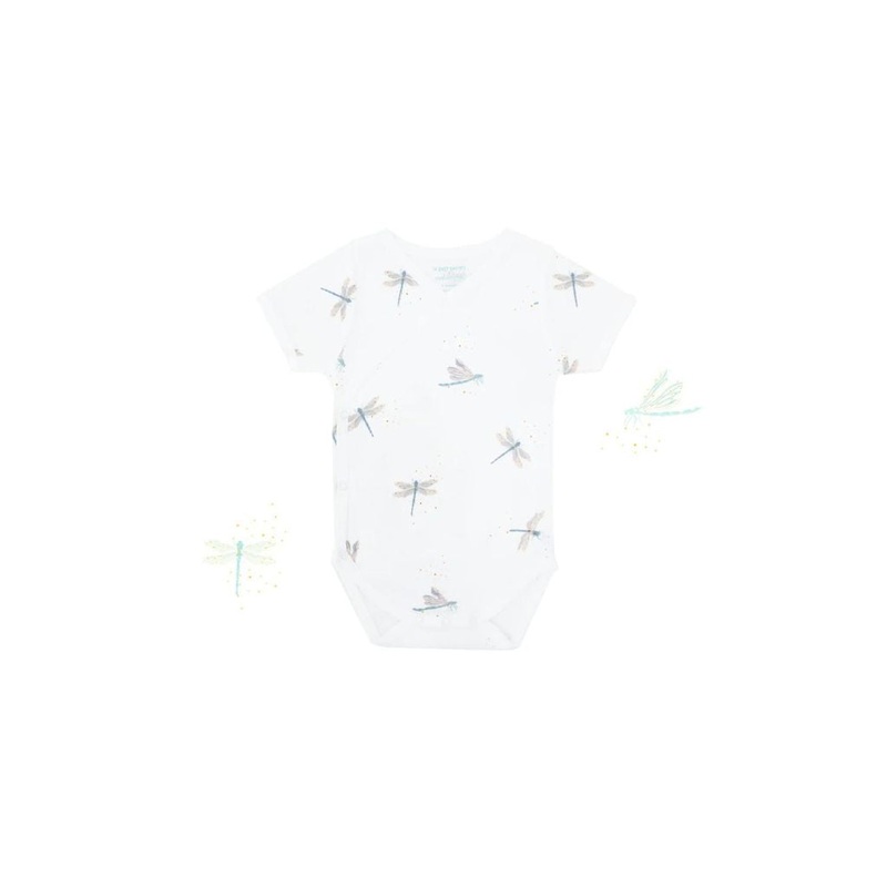 Motherswork x Le Petit Society Baby Organic Kimono Romper in Dragonfly Print