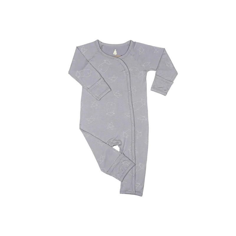 Baa Baa Sheepz Romper Side Snap Cute Big Star & Head – Grey