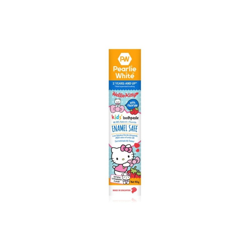 Pearlie White All Natural Enamel Safe Kids Fluoride Toothpaste – Strawberry Hello Kitty 45gm